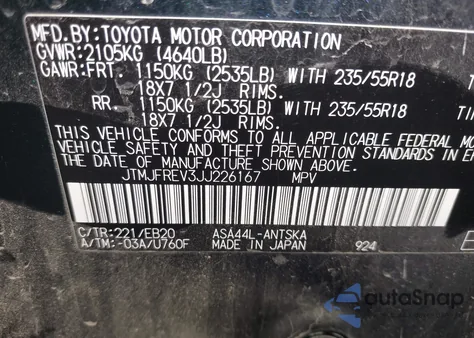 2018 Toyota Rav4 Se from USA, damaged, VIN JTMJFREV3JJ226167